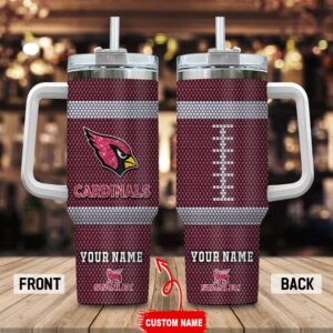 Custom Name Arizona Cardinals Stainless Steel Tumbler 40Oz Handle For Fans