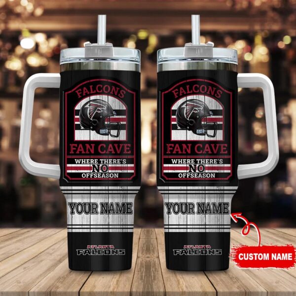 Custom Name Atlanta Falcons NFL Fan Cave Stainless Steel Tumbler 40Oz With Handle