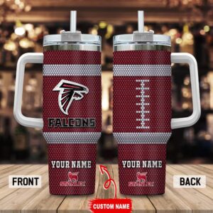 Custom Name Atlanta Falcons Stainless Steel Tumbler 40Oz Handle For Fans