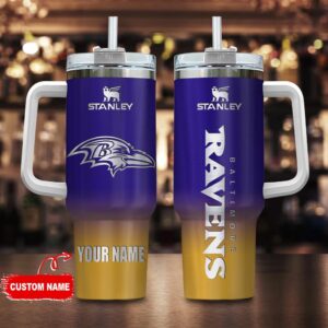 Custom Name Baltimore Ravens NFL Football Stainless Steel Tumbler 40Oz