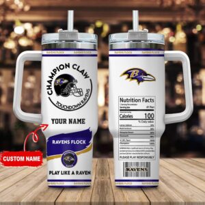 Custom Name Baltimore Ravens NFL Stainless Steel Tumbler 40Oz With Handle