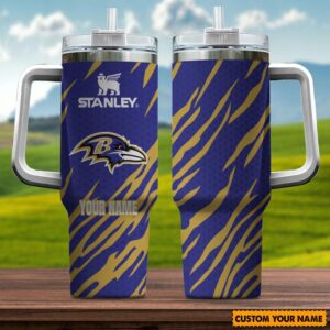 Custom Name Baltimore Ravens NFL Team Stainless Steel Tumbler 40Oz With Handle