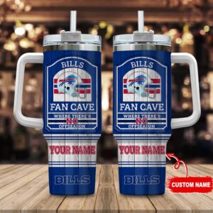 Custom Name Buffalo Bills NFL Fan Cave Stainless Steel Tumbler 40Oz With Handle