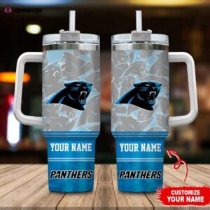 Custom Name Carolina Panthers NFL Tumbler 40Oz Handle