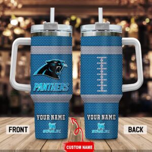 Custom Name Carolina Panthers Stainless Steel Tumbler 40Oz Handle For Fans