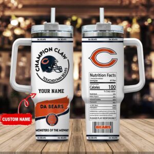Custom Name Chicago Bears NFL Stainless Steel Tumbler 40Oz With Handle