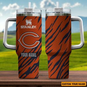 Custom Name Chicago Bears NFL Team Stainless Steel Tumbler 40Oz With Handle
