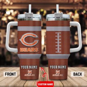 Custom Name Chicago Bears Stainless Steel Tumbler 40Oz Handle For Fans