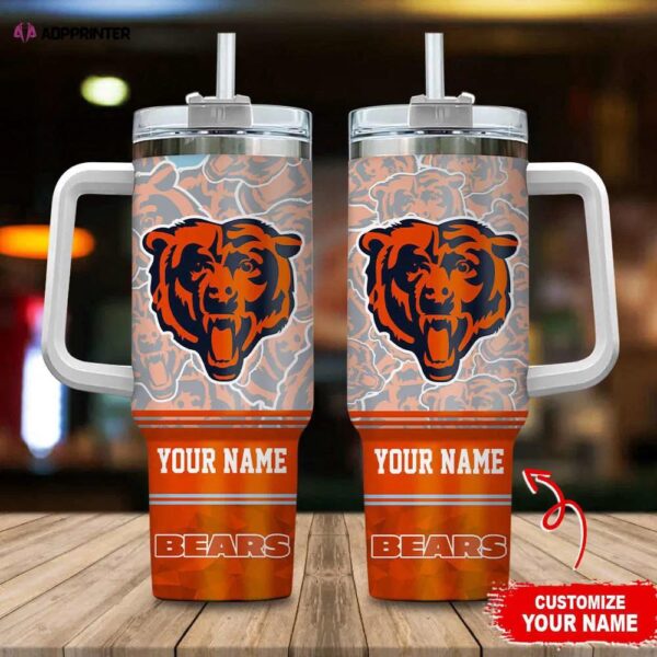 Custom Name Chicago Bears Tumbler 40Oz Handle