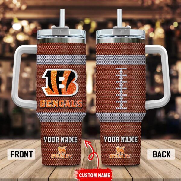 Custom Name Cincinnati Bengals Stainless Steel Tumbler 40Oz Handle For Fans