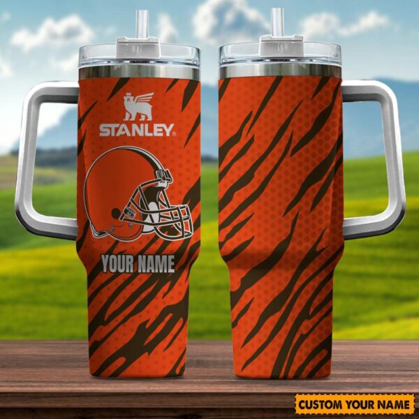 Custom Name Cleveland Browns NFL Team Stainless Steel Tumbler 40Oz With Handle
