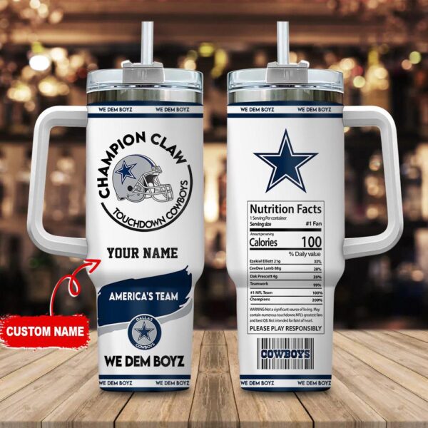 Custom Name Dallas Cowboys NFL Stainless Steel Tumbler 40Oz With Handle