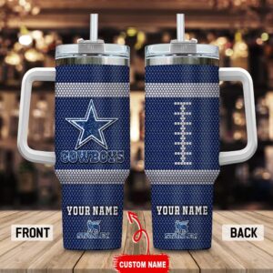 Custom Name Dallas Cowboys Stainless Steel Tumbler 40Oz Handle For Fans