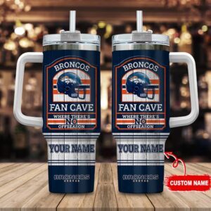 Custom Name Denver Broncos NFL Fan Cave Stainless Steel Tumbler 40Oz With Handle