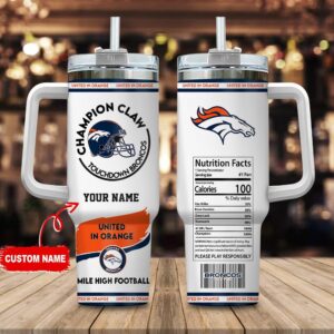 Custom Name Denver Broncos NFL Stainless Steel Tumbler 40Oz With Handle