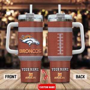 Custom Name Denver Broncos Stainless Steel Tumbler 40Oz Handle For Fans