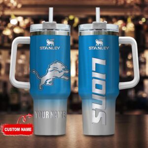 Custom Name Detroit Lions NFL Football Stainless Steel Tumbler 40Oz