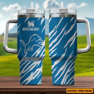 Custom Name Detroit Lions NFL Team Stainless Steel Tumbler 40Oz With Handle