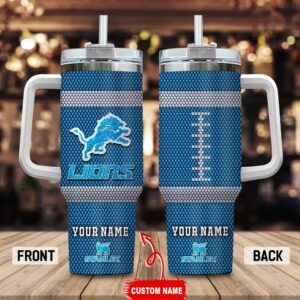 Custom Name Detroit Lions Stainless Steel Tumbler 40Oz Handle For Fans