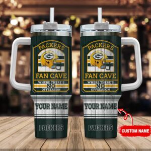 Custom Name Green Bay Packers NFL Fan Cave Stainless Steel Tumbler 40Oz With Handle