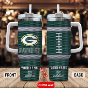 Custom Name Green Bay Packers Stainless Steel Tumbler 40Oz Handle For Fans