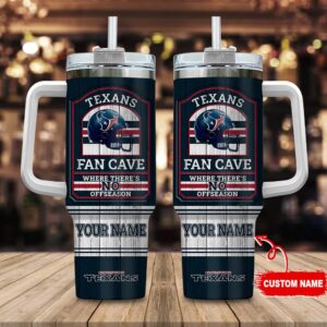 Custom Name Houston Texans NFL Fan Cave Stainless Steel Tumbler 40Oz With Handle