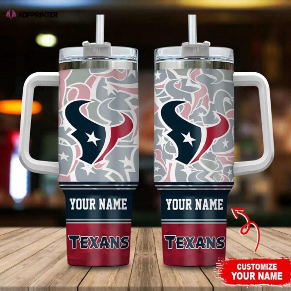 Custom Name Houston Texans NFL Tumbler 40Oz Handle