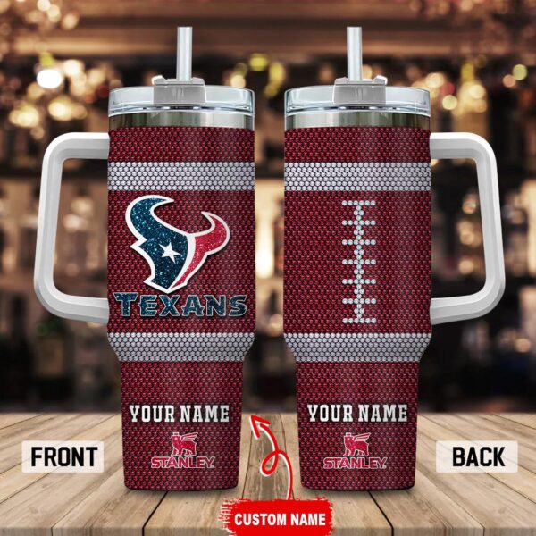 Custom Name Houston Texans Stainless Steel Tumbler 40Oz Handle For Fans