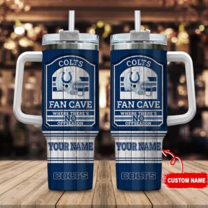 Custom Name Indianapolis Colts NFL Fan Cave Stainless Steel Tumbler 40Oz With Handle