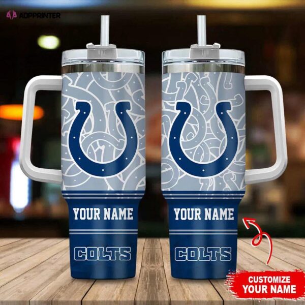 Custom Name Indianapolis Colts NFL Tumbler 40Oz Handle