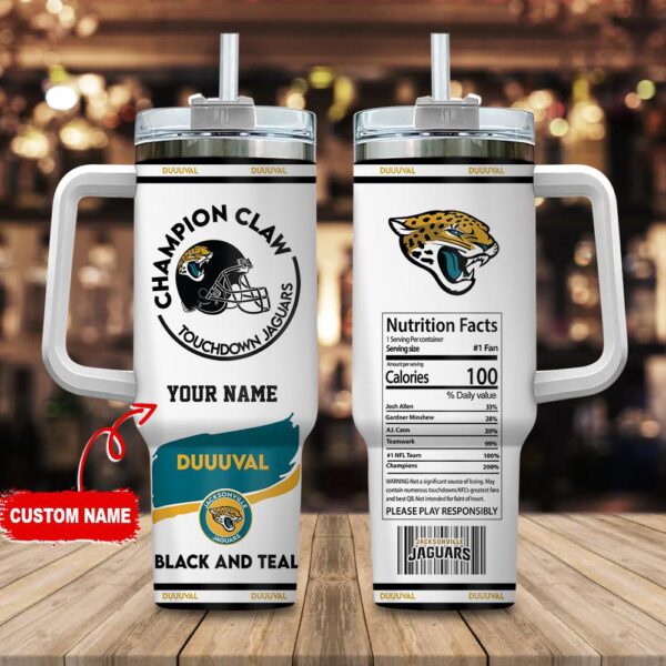 Custom Name Jacksonville Jaguars NFL Stainless Steel Tumbler 40Oz With Handle