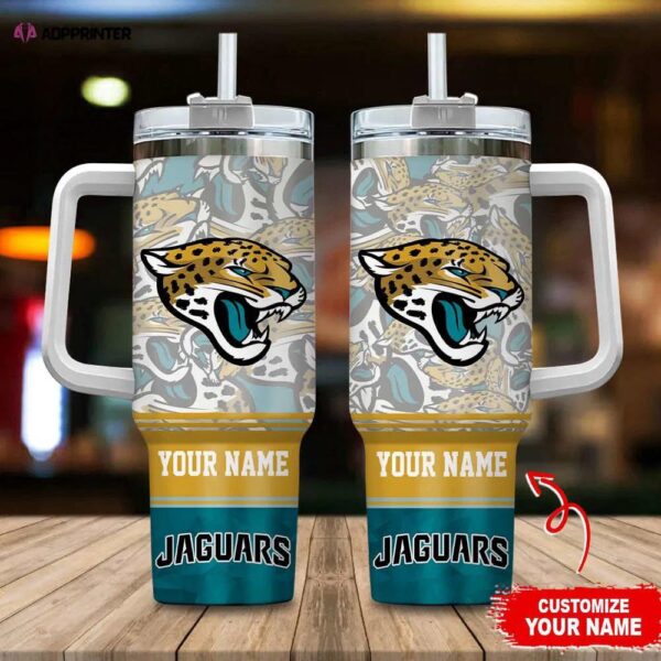 Custom Name Jacksonville Jaguars NFL Tumbler 40Oz Handle