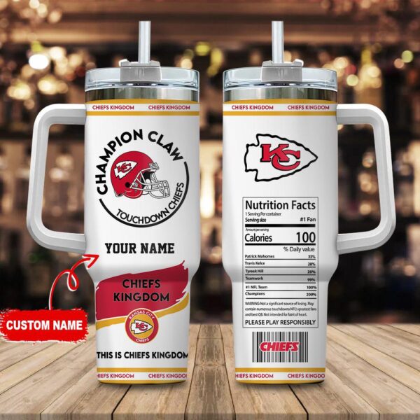 Custom Name Kansas City Chiefs NFL Stainless Steel Tumbler 40Oz With Handle