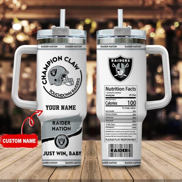 Custom Name Las Vegas Raiders NFL Stainless Steel Tumbler 40Oz With Handle