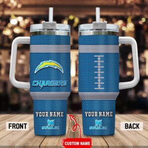 Custom Name Los Angeles Chargers Stainless Steel Tumbler 40Oz Handle For Fans