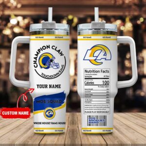 Custom Name Los Angeles Rams NFL Stainless Steel Tumbler 40Oz With Handle