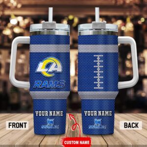 Custom Name Los Angeles Rams Stainless Steel Tumbler 40Oz Handle For Fans