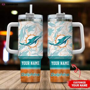 Custom Name Miami Dolphins NFL Tumbler 40Oz Handle