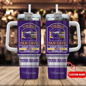 Custom Name Minnesota Vikings NFL Fan Cave Stainless Steel Tumbler 40Oz With Handle