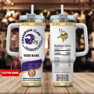 Custom Name Minnesota Vikings NFL Stainless Steel Tumbler 40Oz With Handle