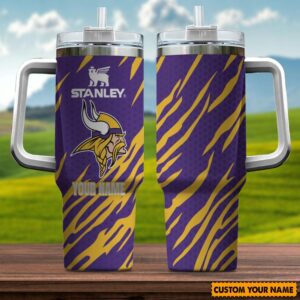 Custom Name Minnesota Vikings NFL Team Stainless Steel Tumbler 40Oz With Handle