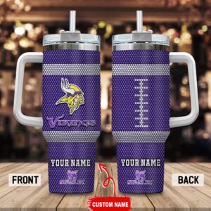 Custom Name Minnesota Vikings Stainless Steel Tumbler 40Oz Handle For Fans