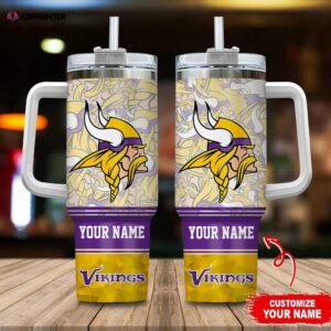 Custom Name Minnesota Vikings Tumbler 40Oz Handle