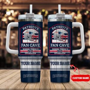Custom Name New England Patriots NFL Fan Cave Stainless Steel Tumbler 40Oz With Handle