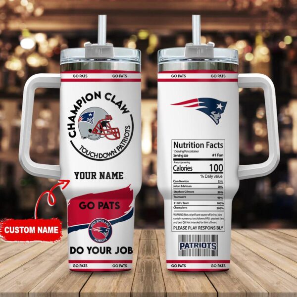 Custom Name New England Patriots NFL Stainless Steel Tumbler 40Oz With Handle