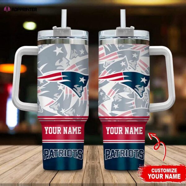 Custom Name New England Patriots Tumbler 40Oz Handle