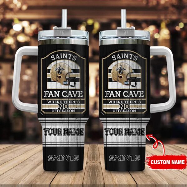 Custom Name New Orleans Saints NFL Fan Cave Stainless Steel Tumbler 40Oz With Handle