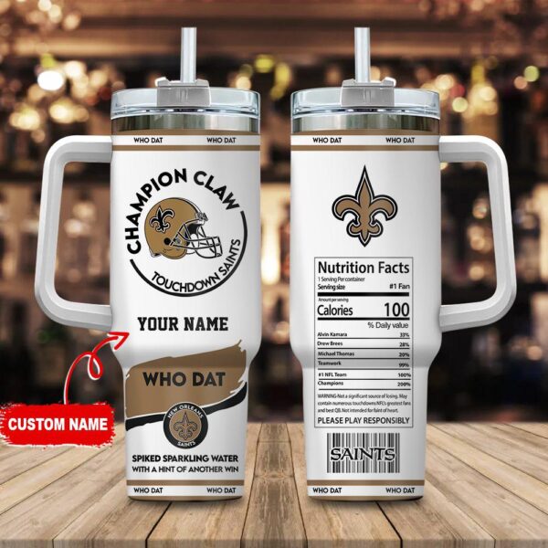 Custom Name New Orleans Saints NFL Stainless Steel Tumbler 40Oz With Handle
