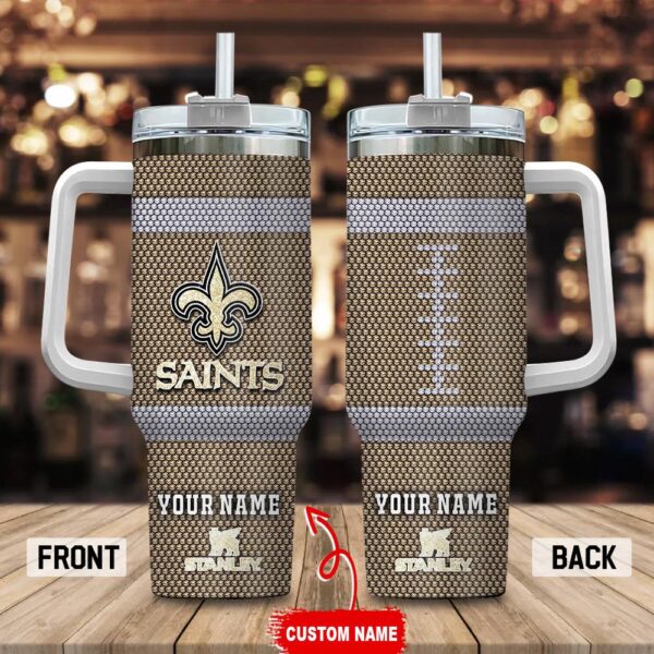 Custom Name New Orleans Saints Stainless Steel Tumbler 40Oz Handle For Fans
