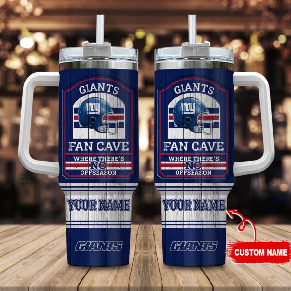 Custom Name New York Giants NFL Fan Cave Stainless Steel Tumbler 40Oz With Handle